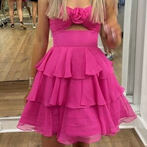 Sherri Hill Strapless Pink Layered Dress